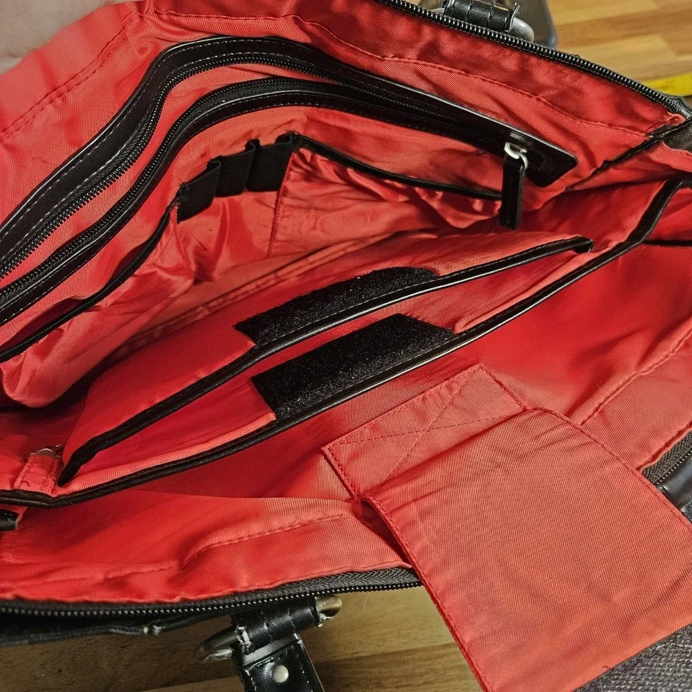 Kailo‎ Chic Laptop Bag Case Purse Black With Red Lining Office Professional